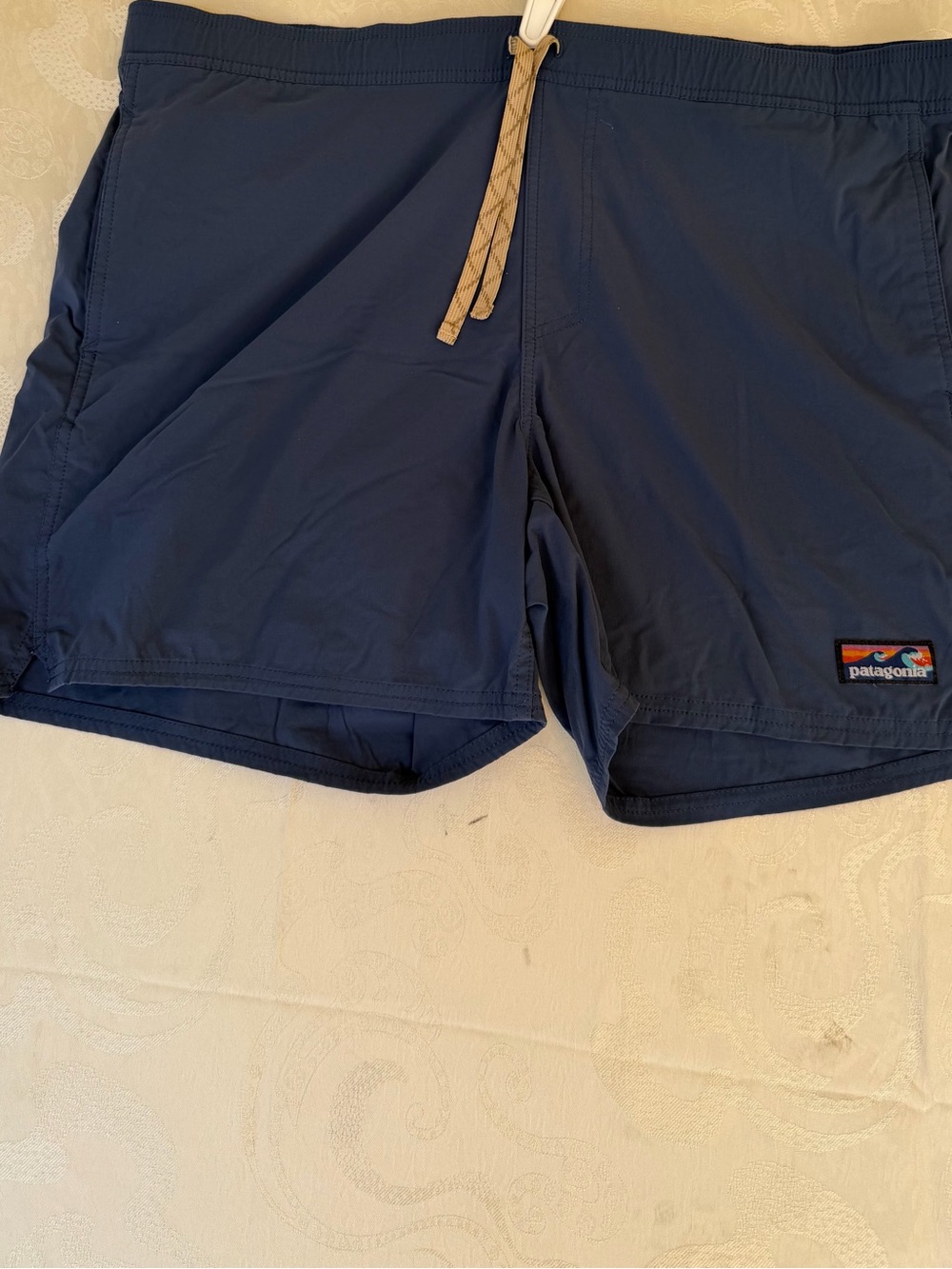 Patagonia Navy Blue Men's Swim Trunks with Drawstring Detail